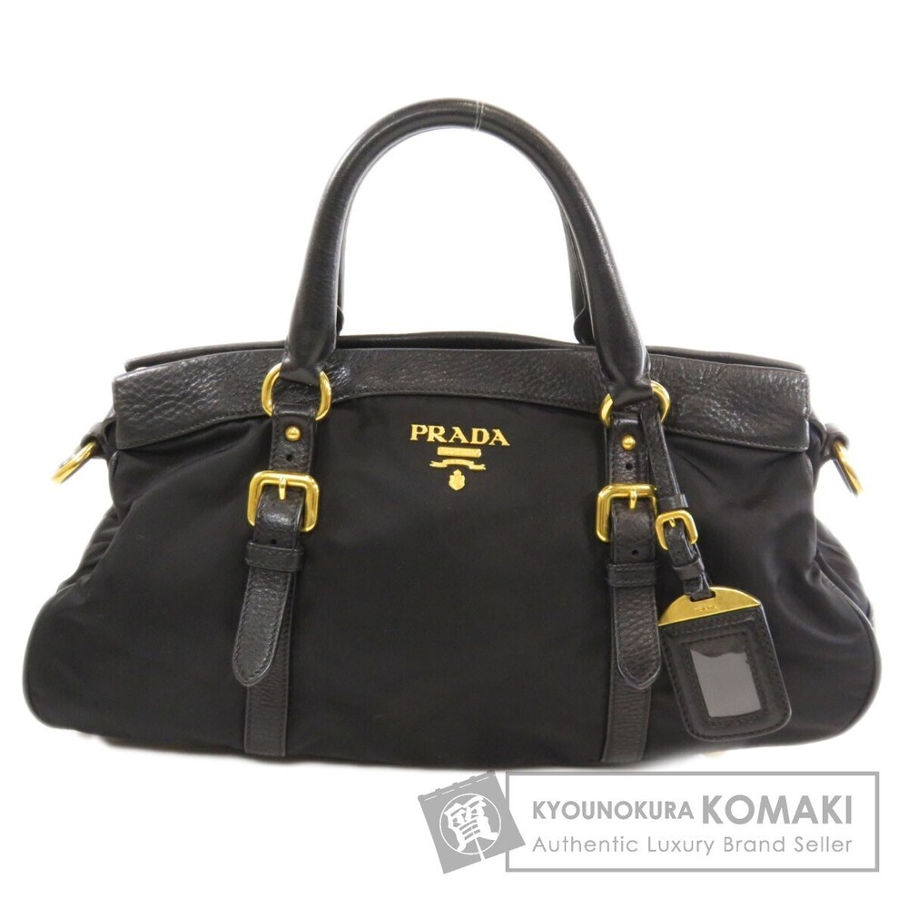 Prada Tessuto 2Way Handbag black leather